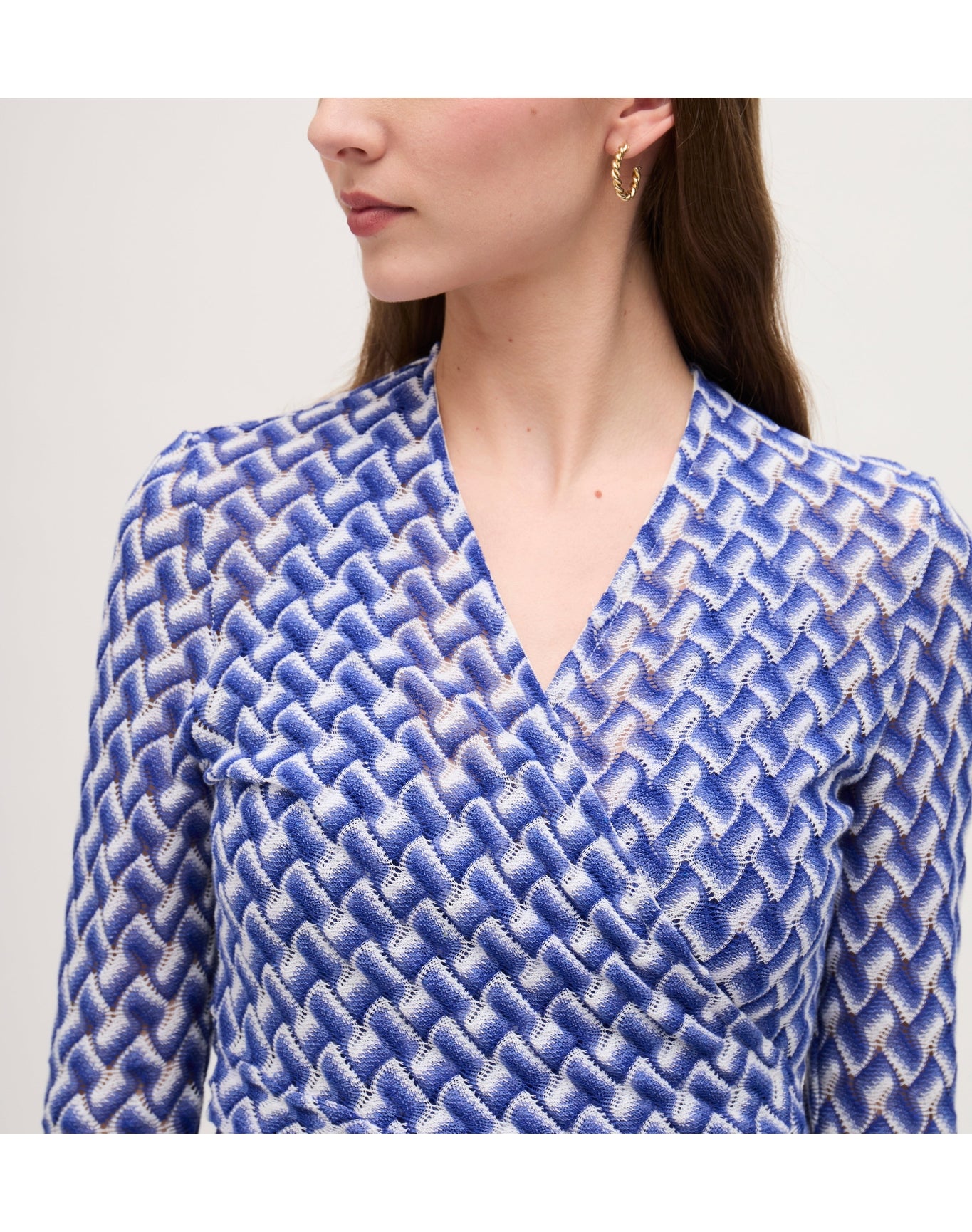 Women | The Raschel Knit Ballet Wrap Sweater | Blue Multi Raschel Knit