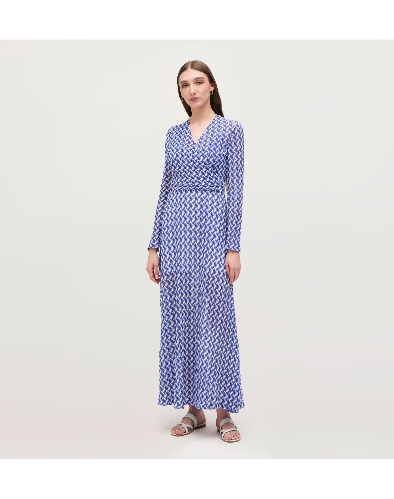 Women | The Raschel Knit Ballet Wrap Sweater | Blue Multi Raschel Knit