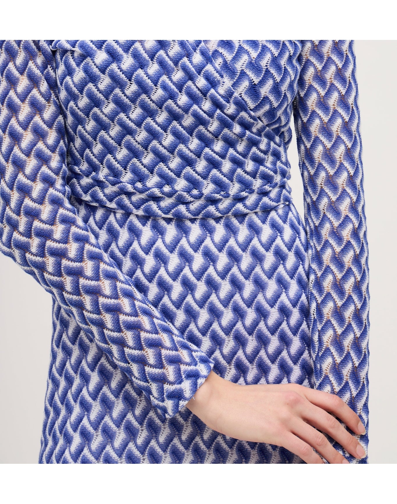 Women | The Raschel Knit Ballet Wrap Sweater | Blue Multi Raschel Knit