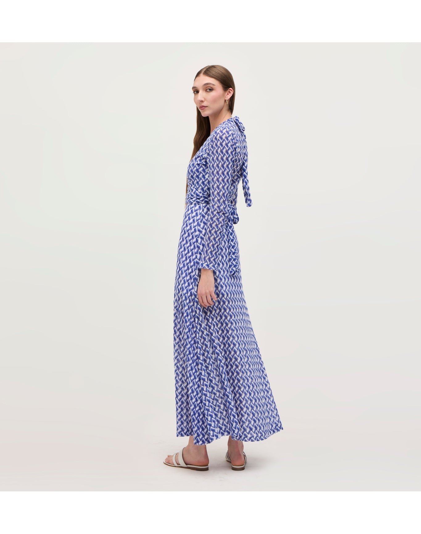 Women | The Raschel Knit Ballet Wrap Sweater | Blue Multi Raschel Knit