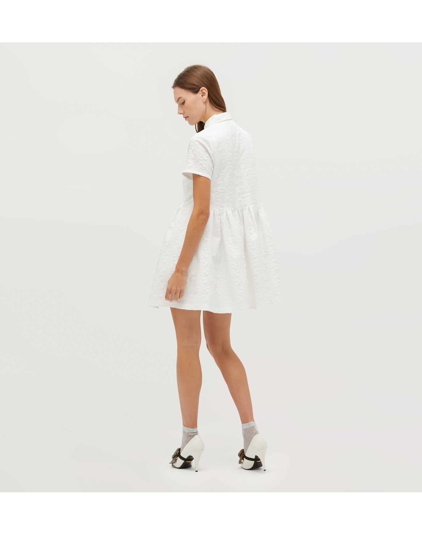 Women | The Rosalind Dress | Winter White Puffy Jacquard