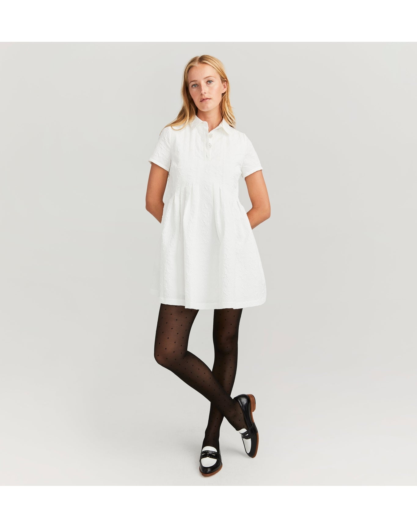 Women | The Rosalind Dress | Winter White Puffy Jacquard