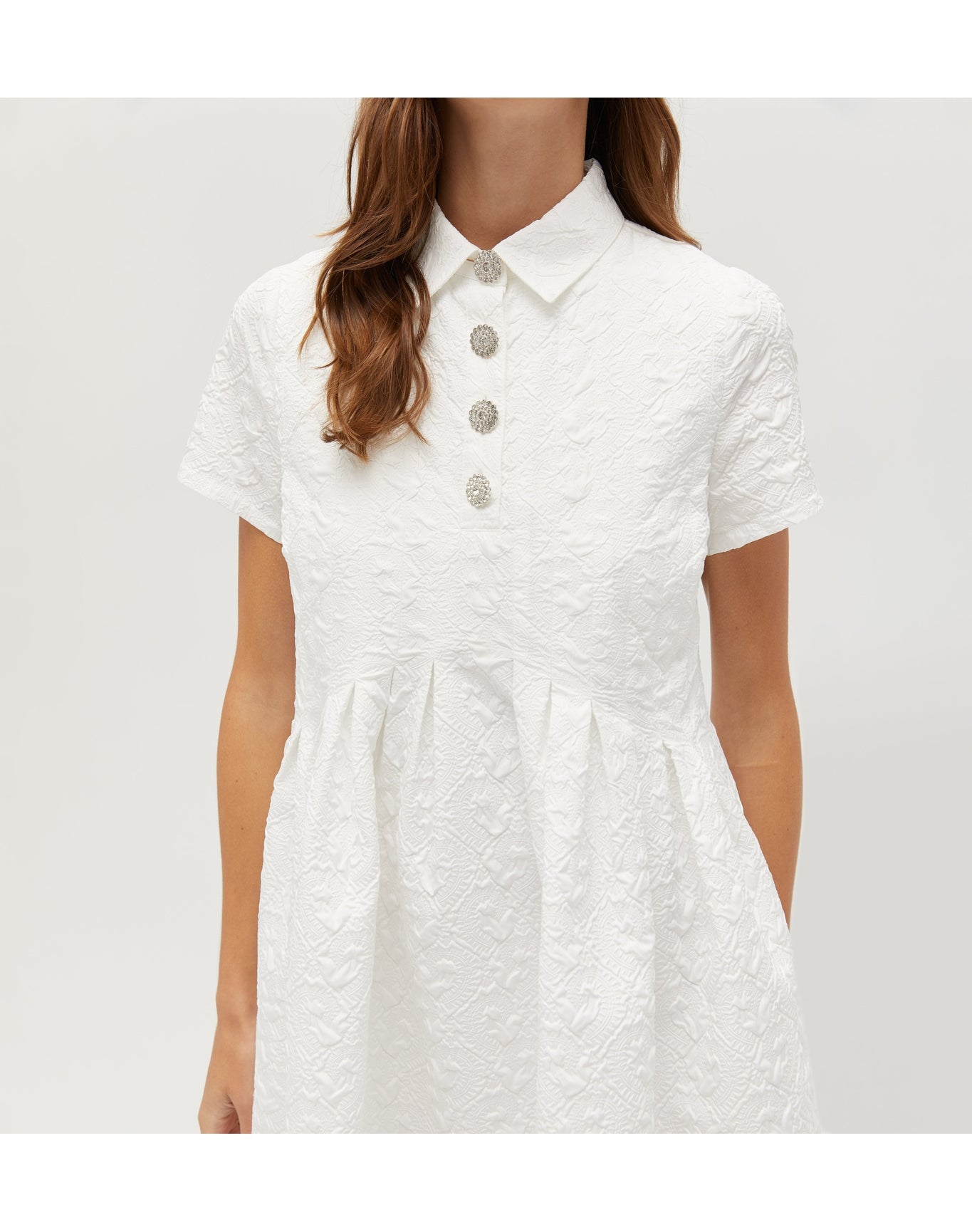 Women | The Rosalind Dress | Winter White Puffy Jacquard