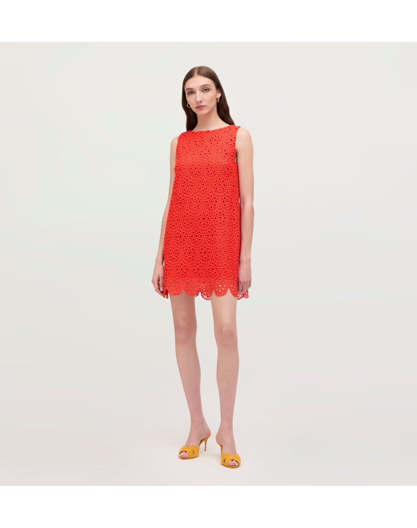 Women | The Scallop Lace Charlie Dress | Poppy Red Scallop Lace
