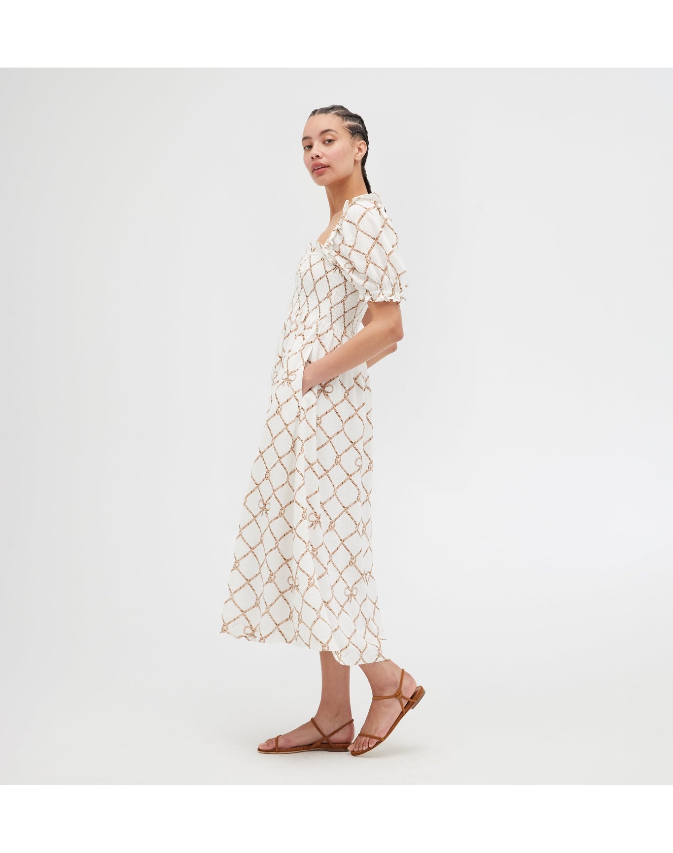 Women | The Scarlett Nap Dress | Nautical Trellis Linen