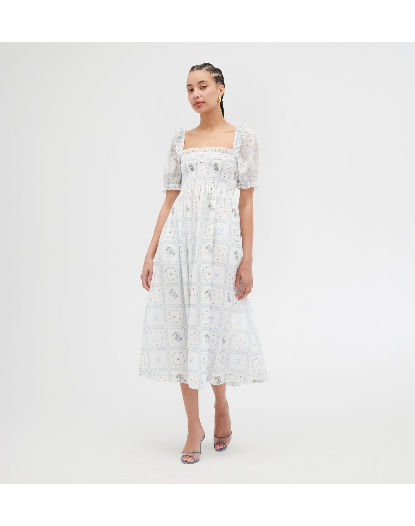 Women | The Scarlett Nap Dress | White Floral Patchwork