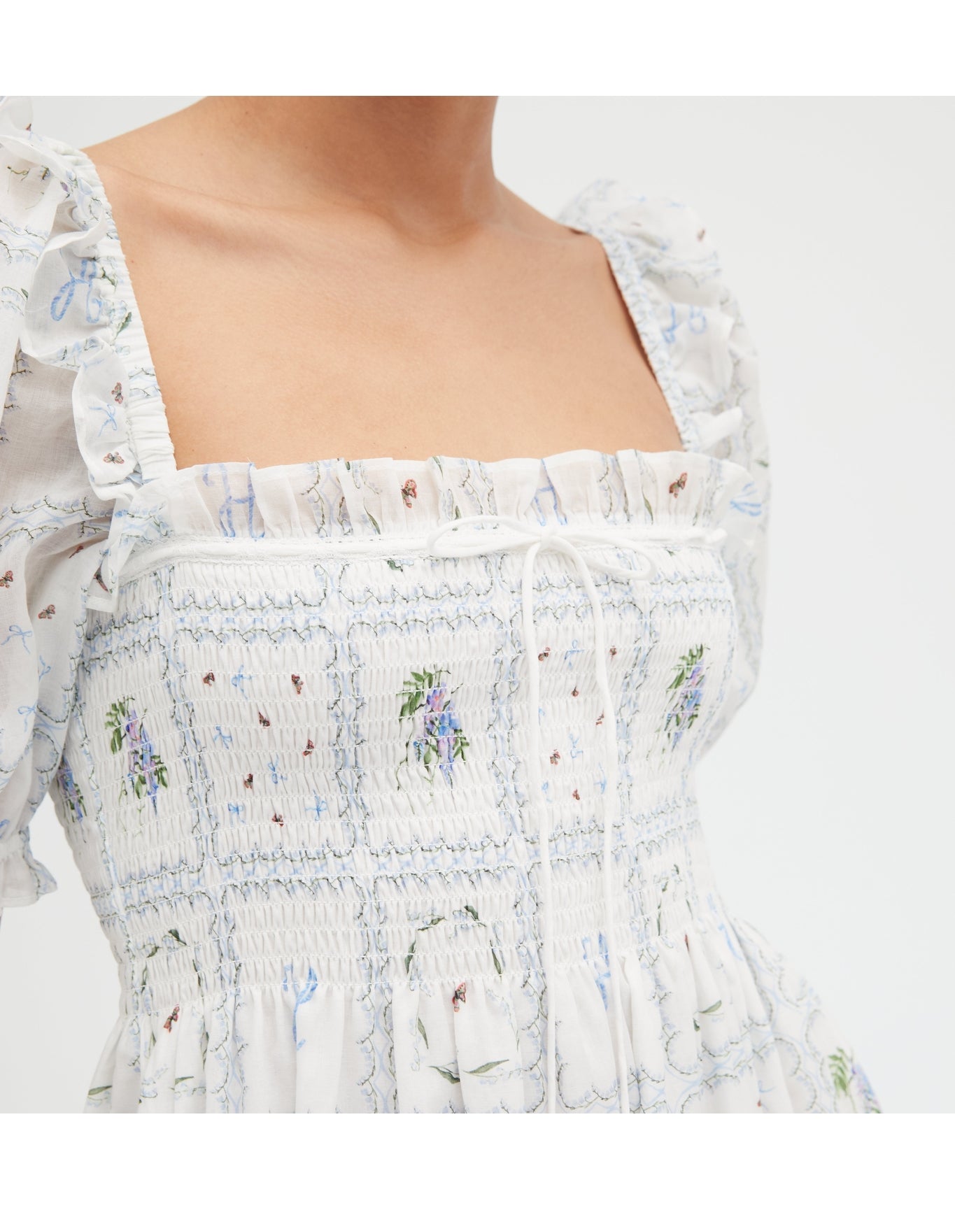 Women | The Scarlett Nap Dress | White Floral Patchwork