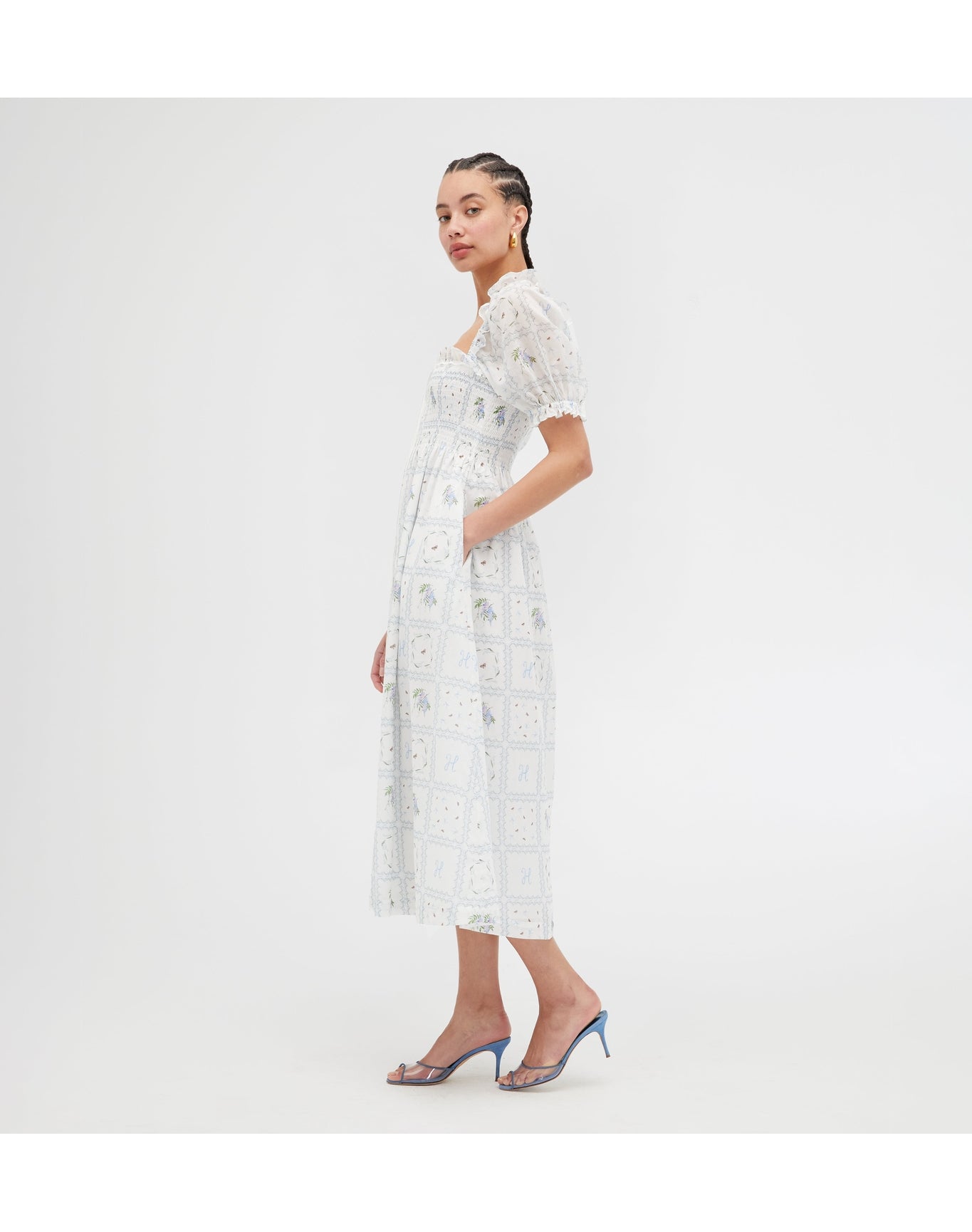Women | The Scarlett Nap Dress | White Floral Patchwork