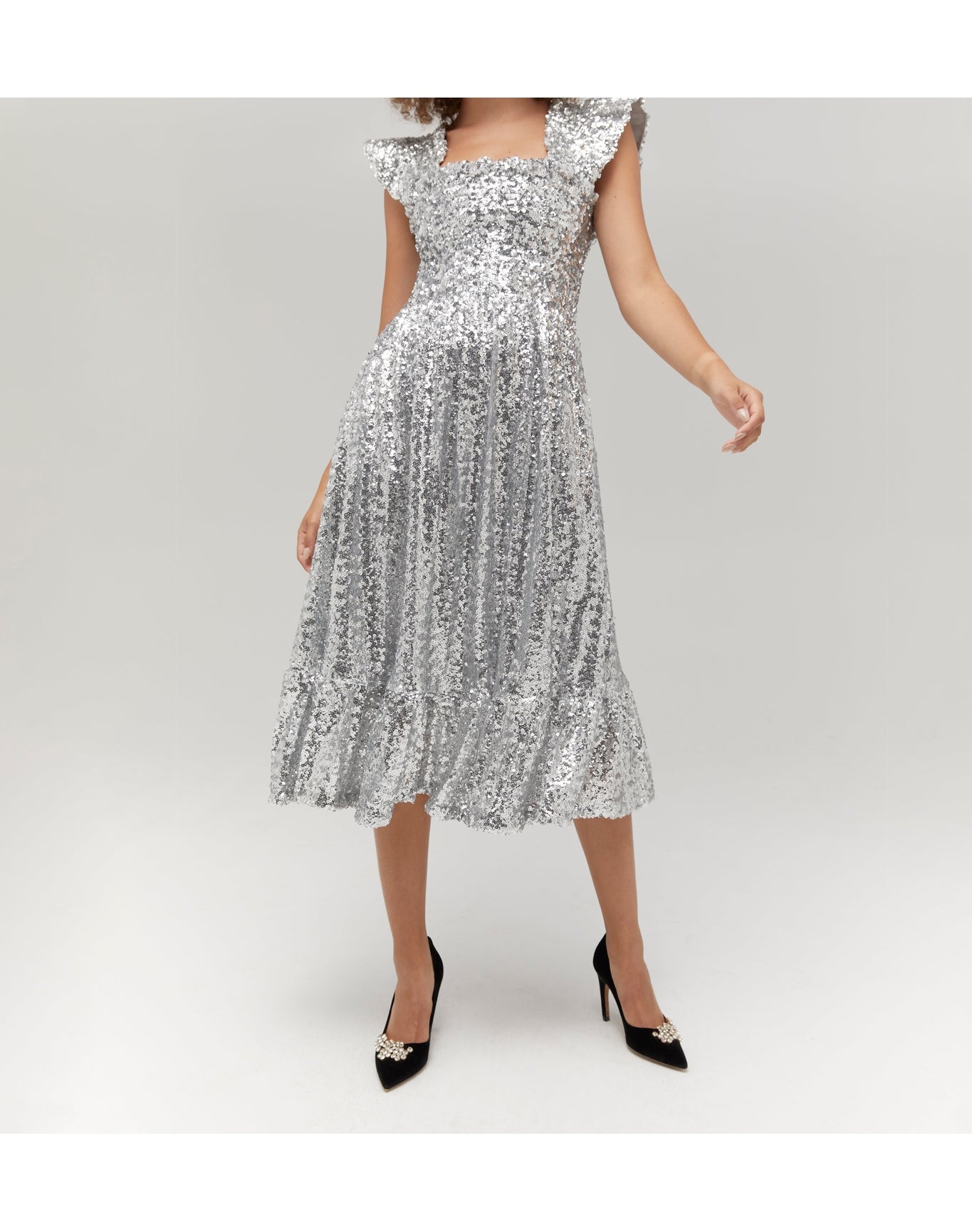 Women | The Sequin Ellie Nap Dress | Silver Sequin