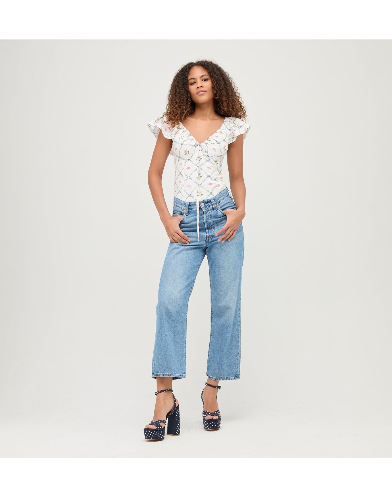 Women | The Zuri Top | Butterfly Trellis Cotton Poplin