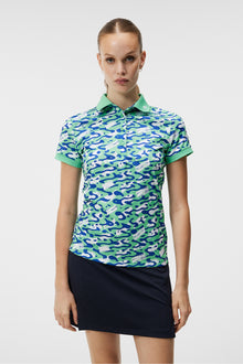 Women | Tour Tech Print Polo | Caldera Jade Cream