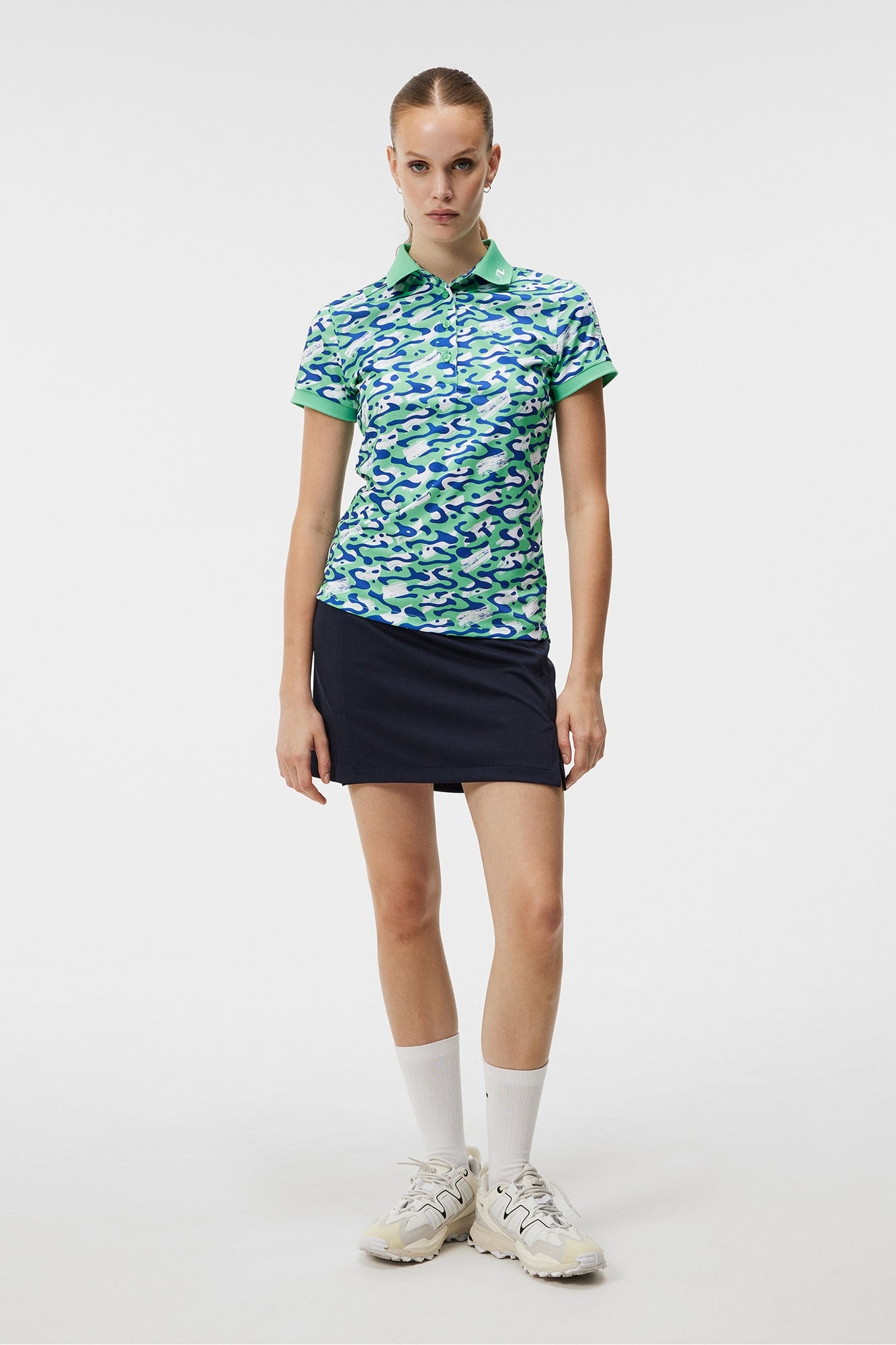 Women | Tour Tech Print Polo | Caldera Jade Cream