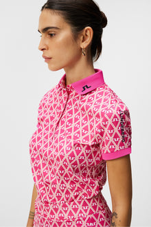 Women | Tour Tech Print Polo | Geo Fuchsia Purple