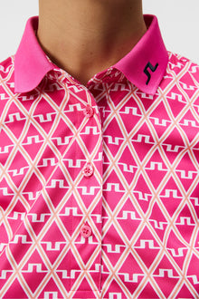 Women | Tour Tech Print Polo | Geo Fuchsia Purple