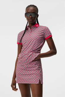 Women | Tour Tech Print Polo | JL Micro Bridge Rose Red
