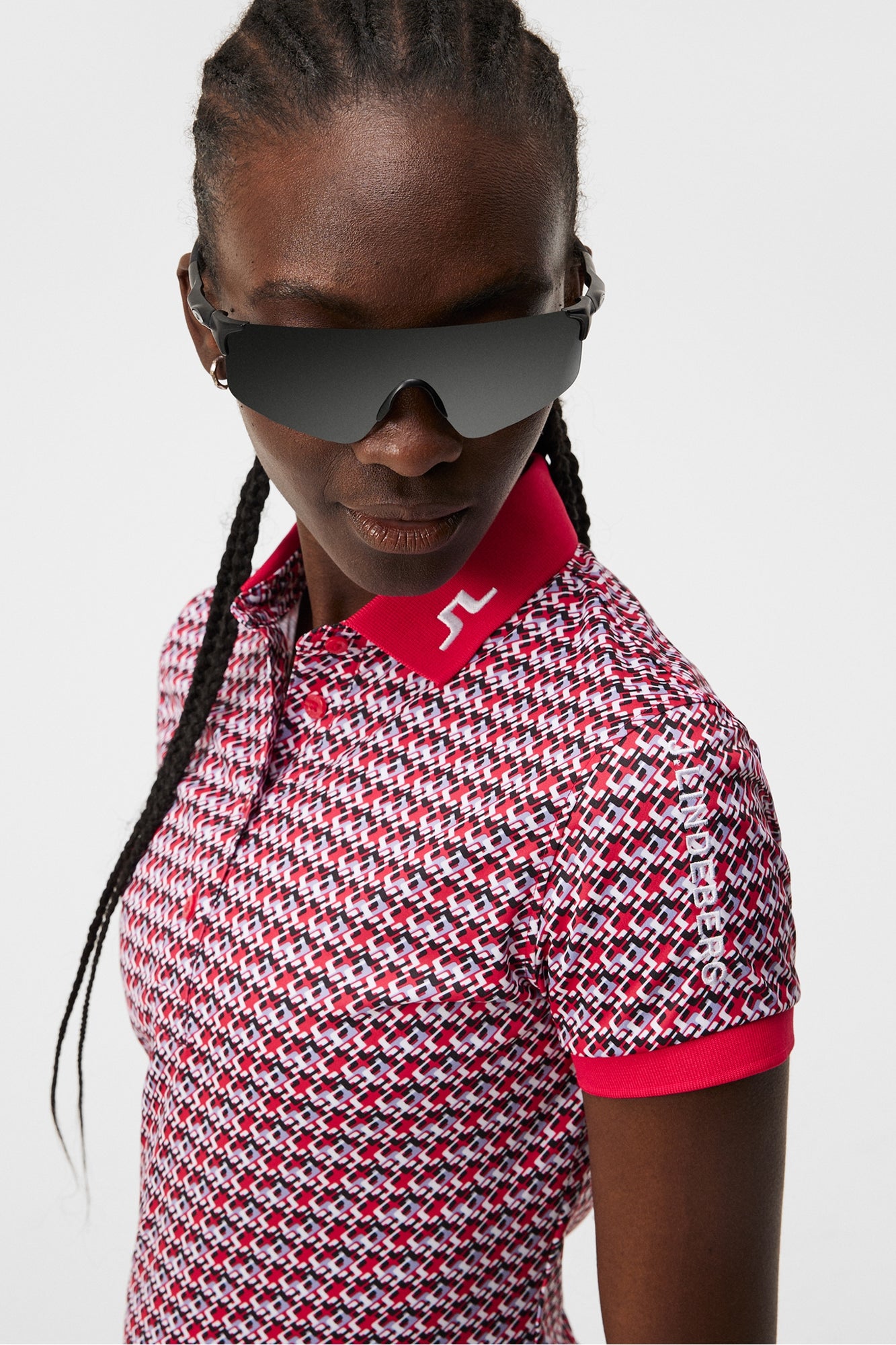 Women | Tour Tech Print Polo | JL Micro Bridge Rose Red