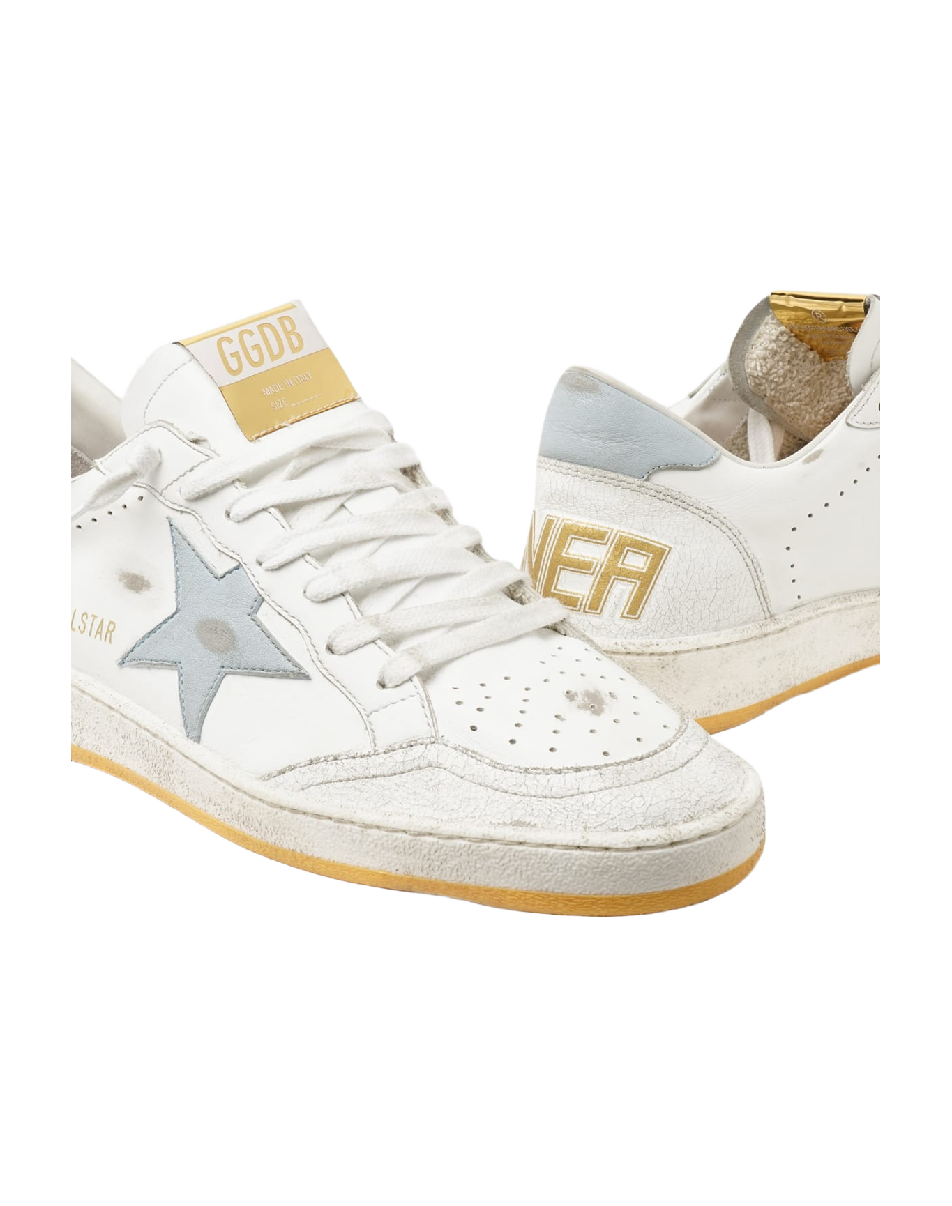 Women | White Ball Star Sneakers with Light Blue Details | Butter x Light Blue