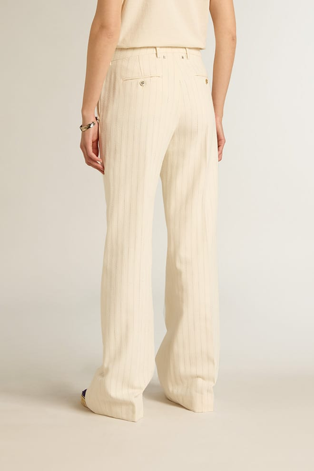 Women | White Cotton Pants | Heritage White/Opal Gray