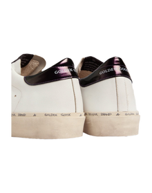 Women | White Hi-Star Sneakers with Glittery Star & Pink Laces | White x Silver x Blue Petrol