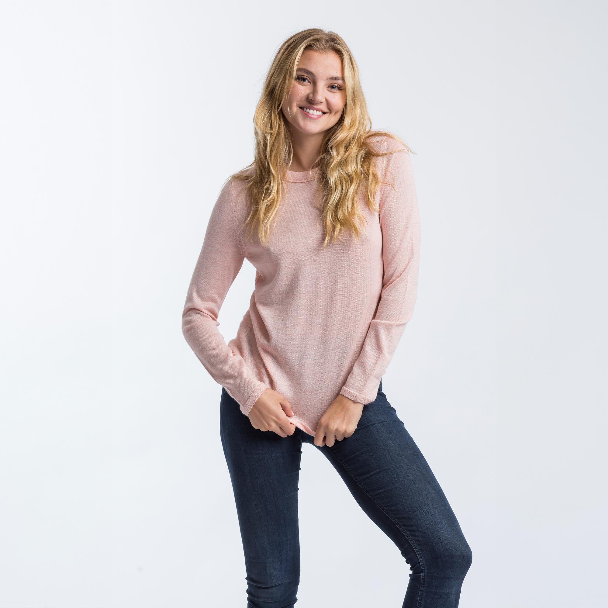 Womens | Crew Neck Sweater for Women | Pink Powder