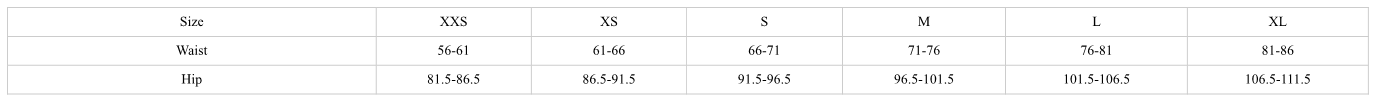 Product size guide