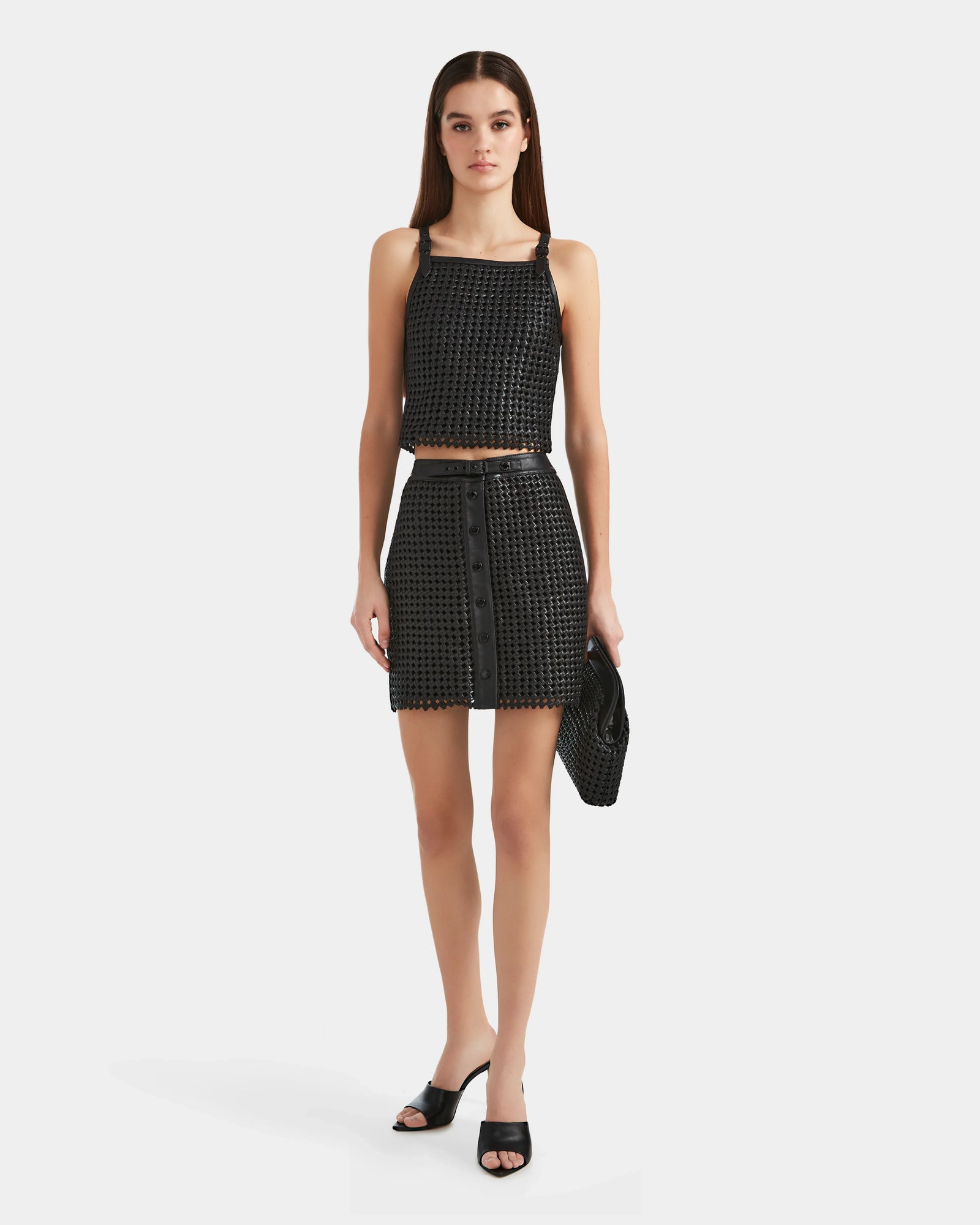 Women | Leather Top NADINE - 8524042 | Black