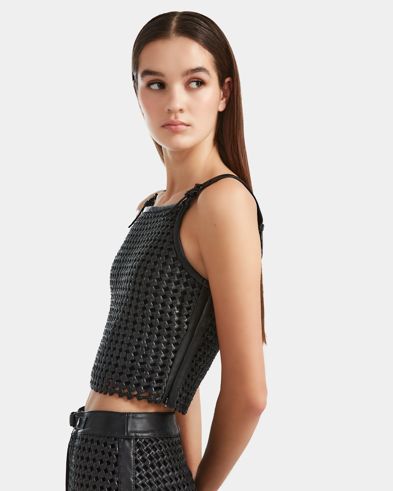 Women | Leather Top NADINE - 8524042 | Black
