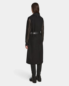 Women | MARYLIN Wool & Leather Coat | Black