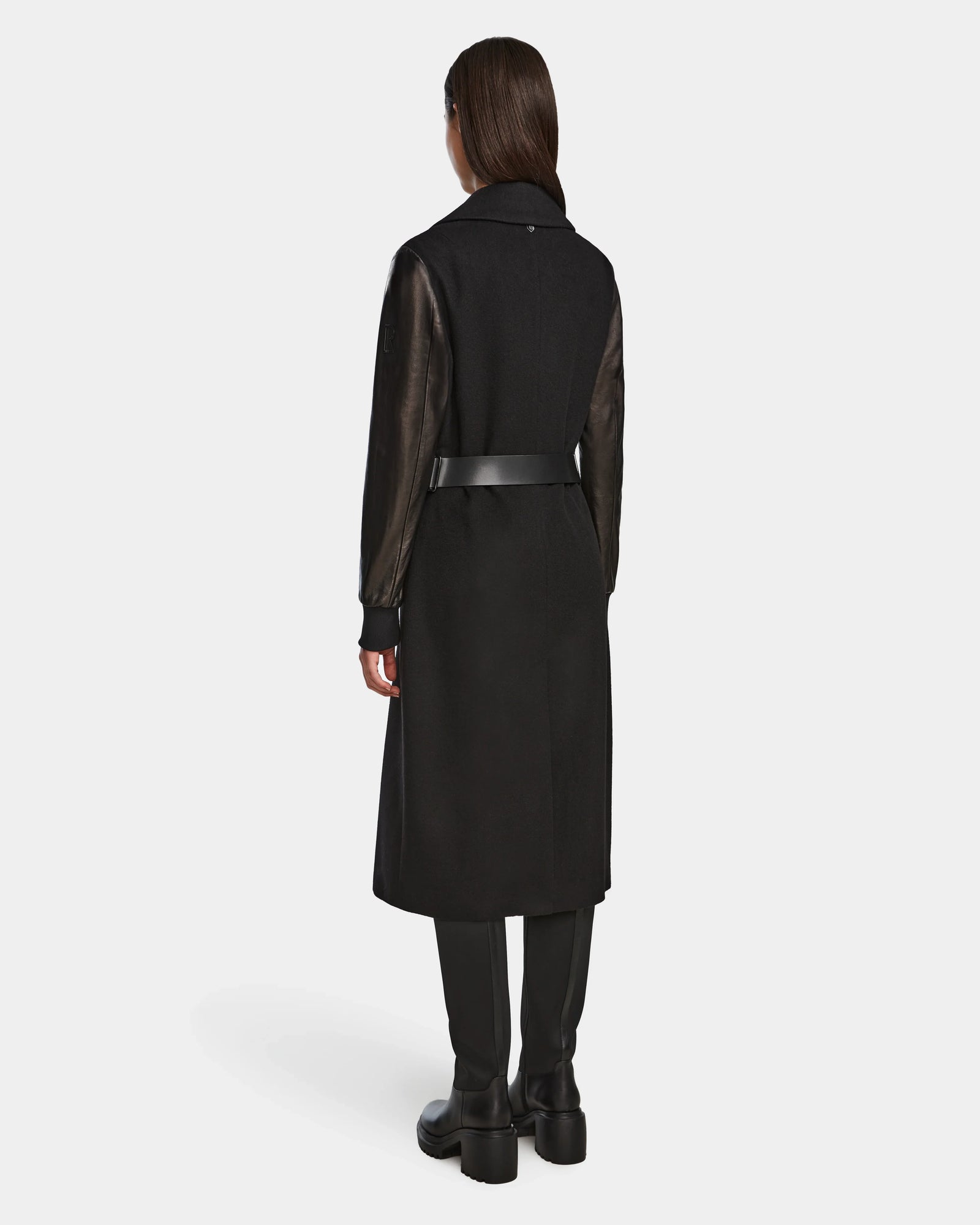 Women | MARYLIN Wool & Leather Coat | Black