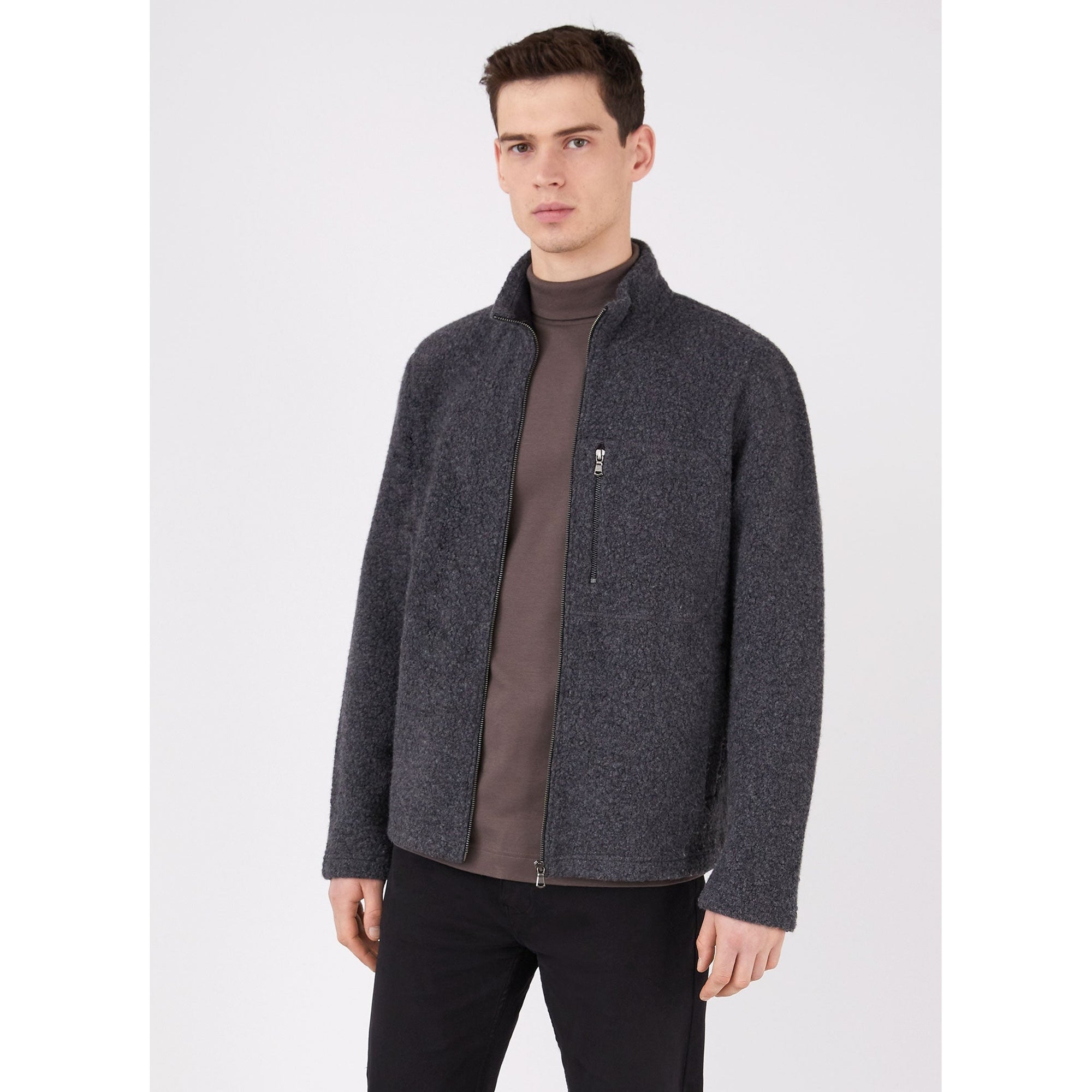 Wool Fleece Jacket | Men | Charcoal Melange