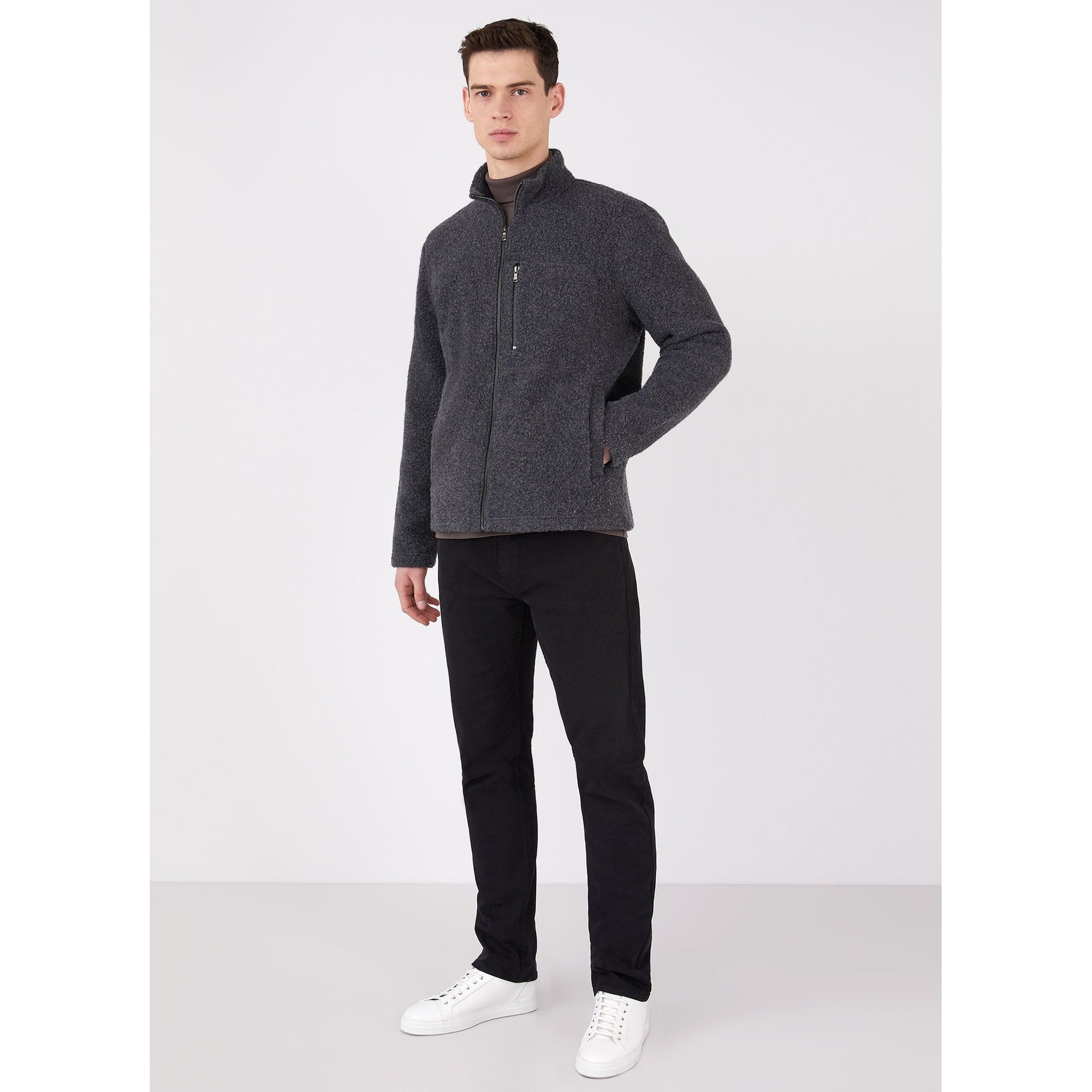 Wool Fleece Jacket | Men | Charcoal Melange