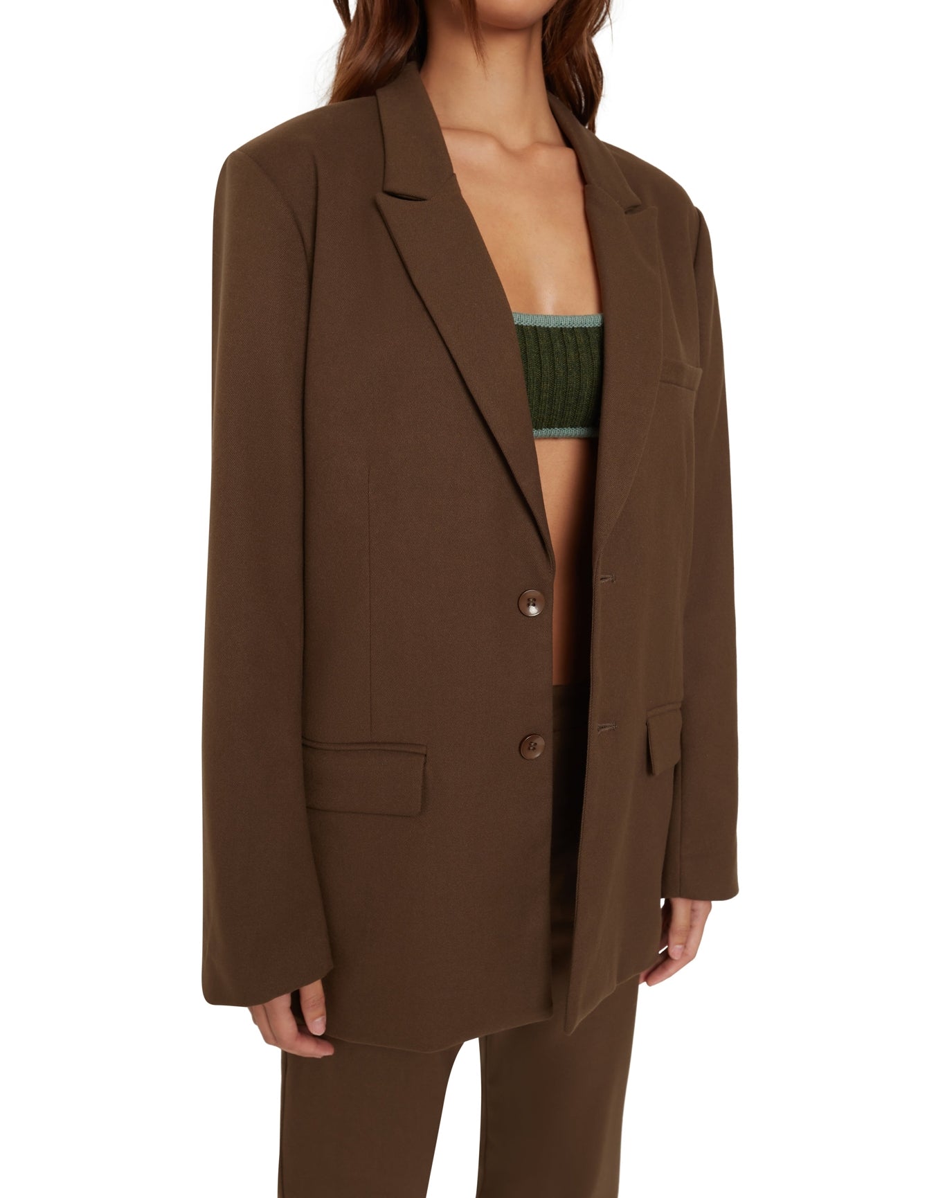 Wool Oversized Blazer | Brown