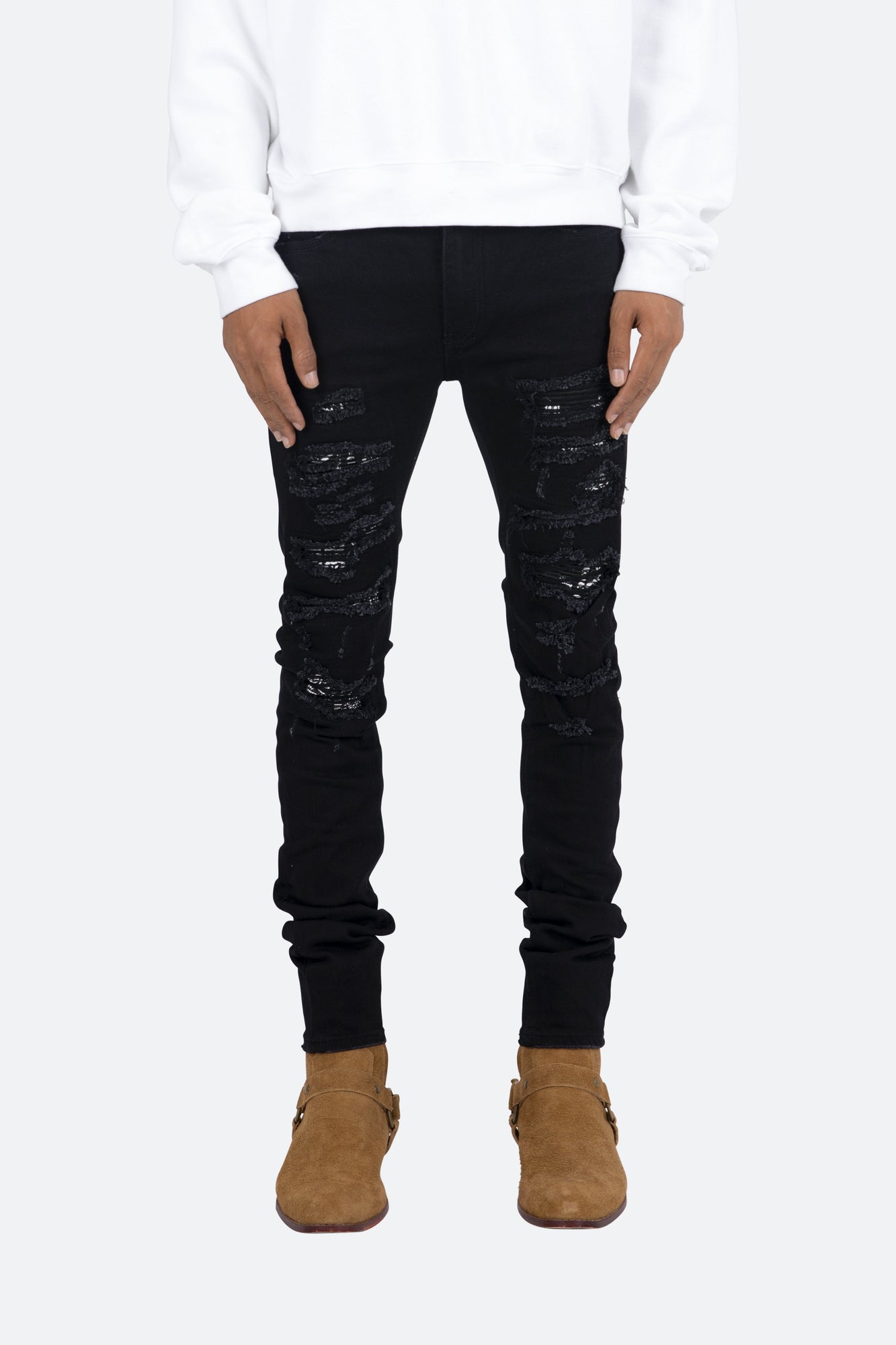 X165 Paisley Skinny Denim | Black/Black