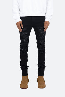 X165 Paisley Skinny Denim | Black/Black