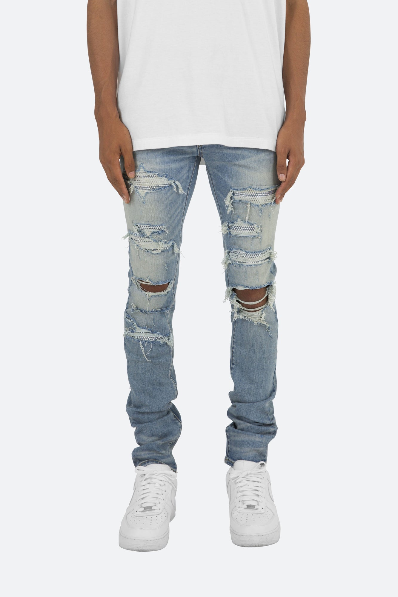 X201 Rhinestone Skinny Denim | Blue