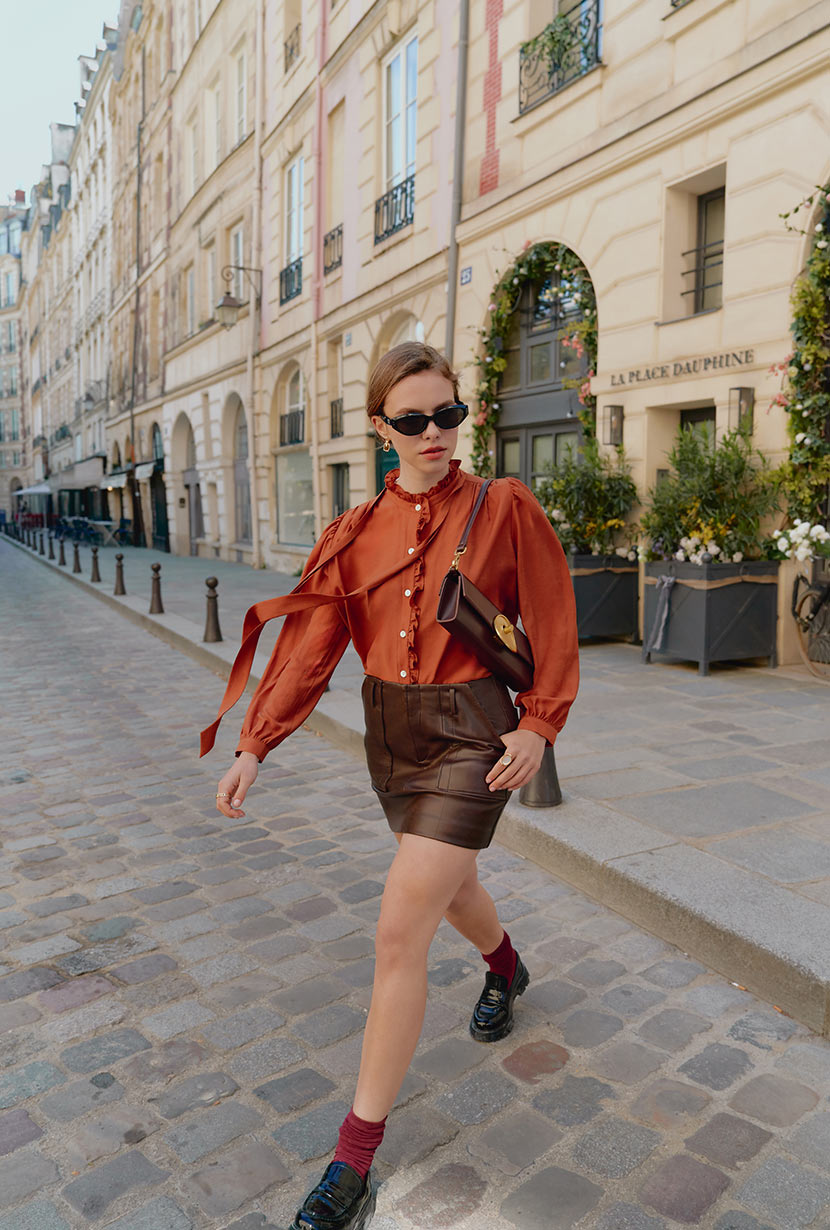 Andy Faux Leather Skirt | Brown