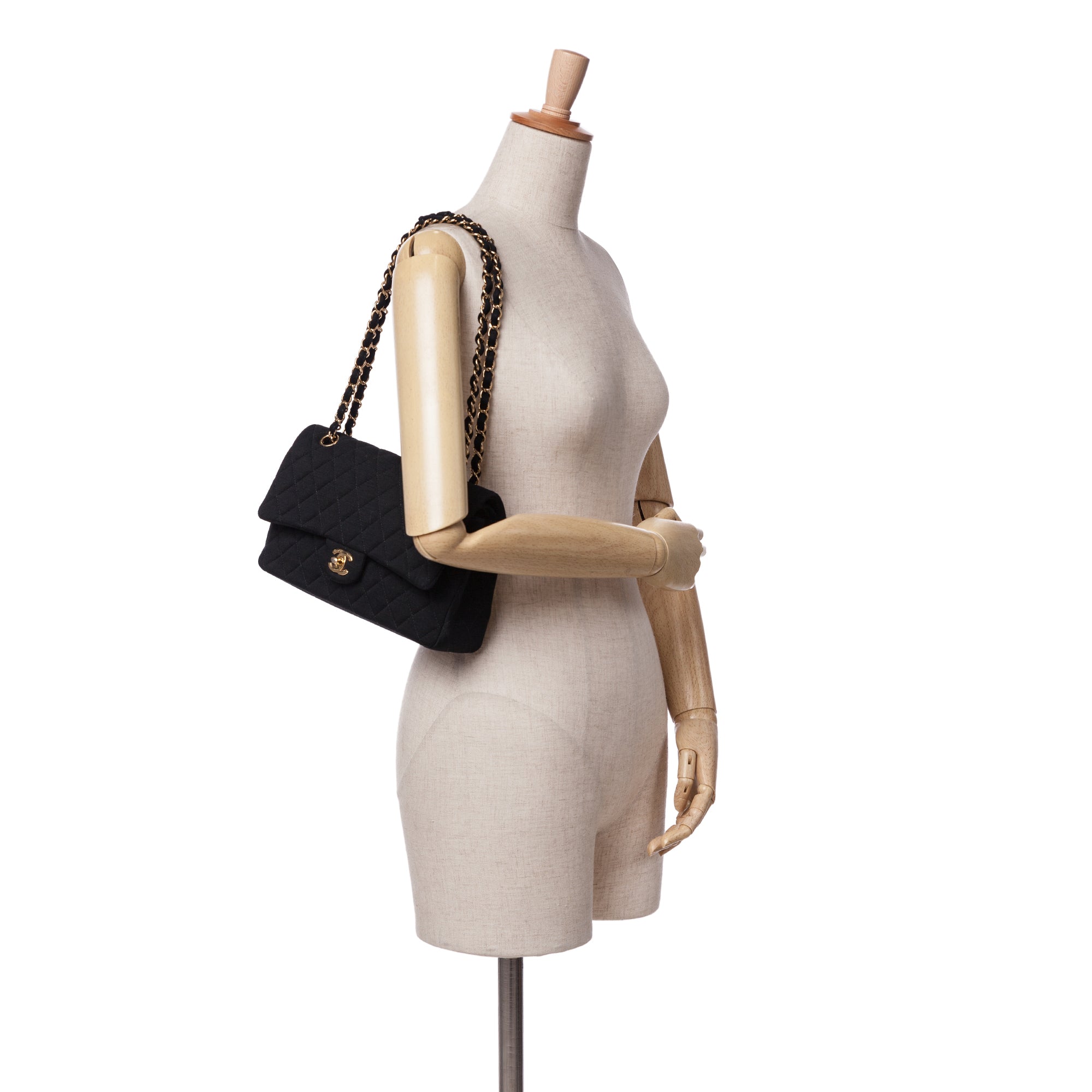 Chanel | Pre-Owned Medium Classic Jersey Double Flap | Black