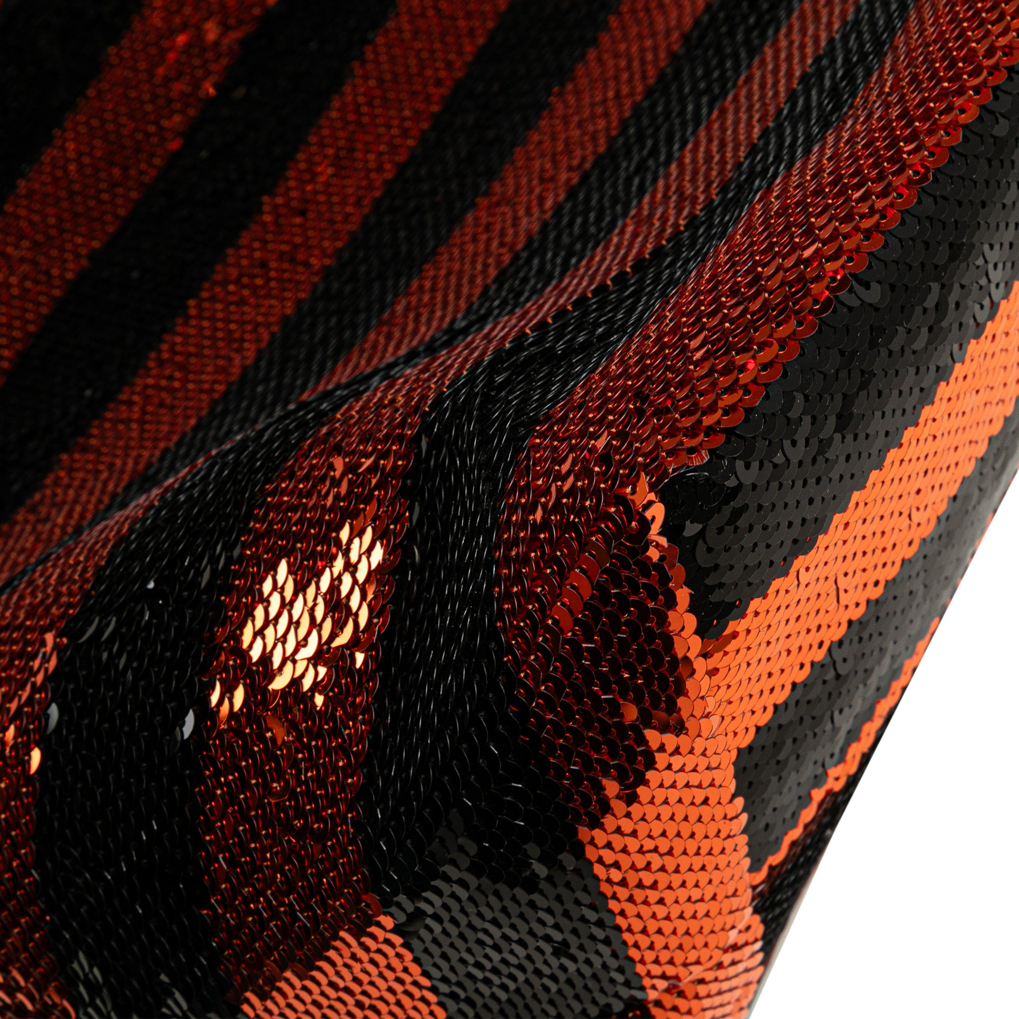 Prada | Pre-Owned Satin Sequin Stripes Tote | Orange