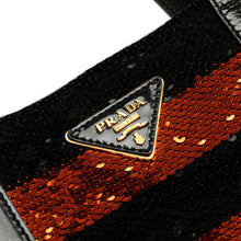 Prada | Pre-Owned Satin Sequin Stripes Tote | Orange