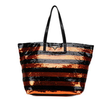 Prada | Pre-Owned Satin Sequin Stripes Tote | Orange