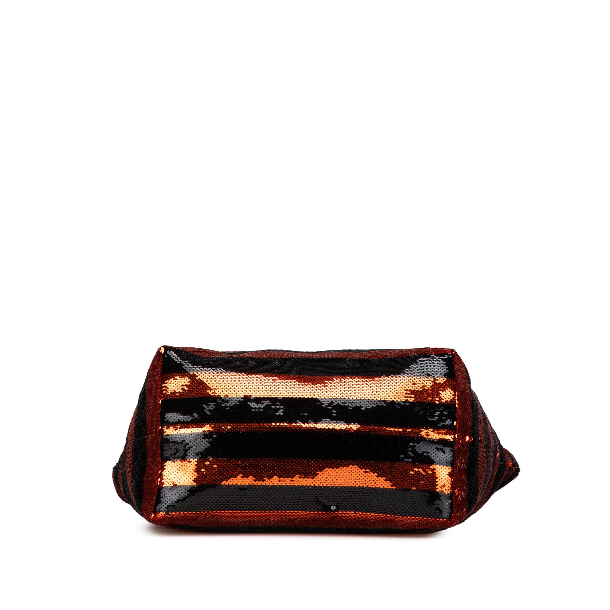 Prada | Pre-Owned Satin Sequin Stripes Tote | Orange