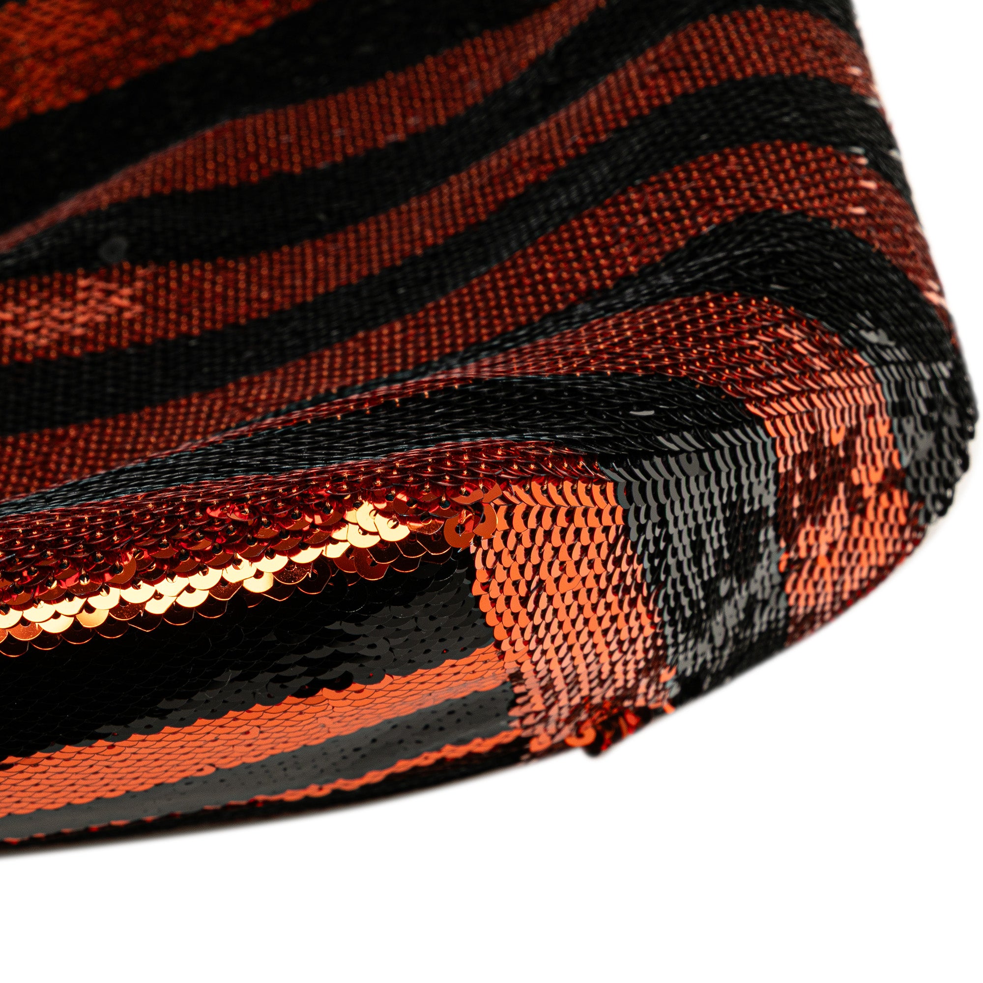 Prada | Pre-Owned Satin Sequin Stripes Tote | Orange