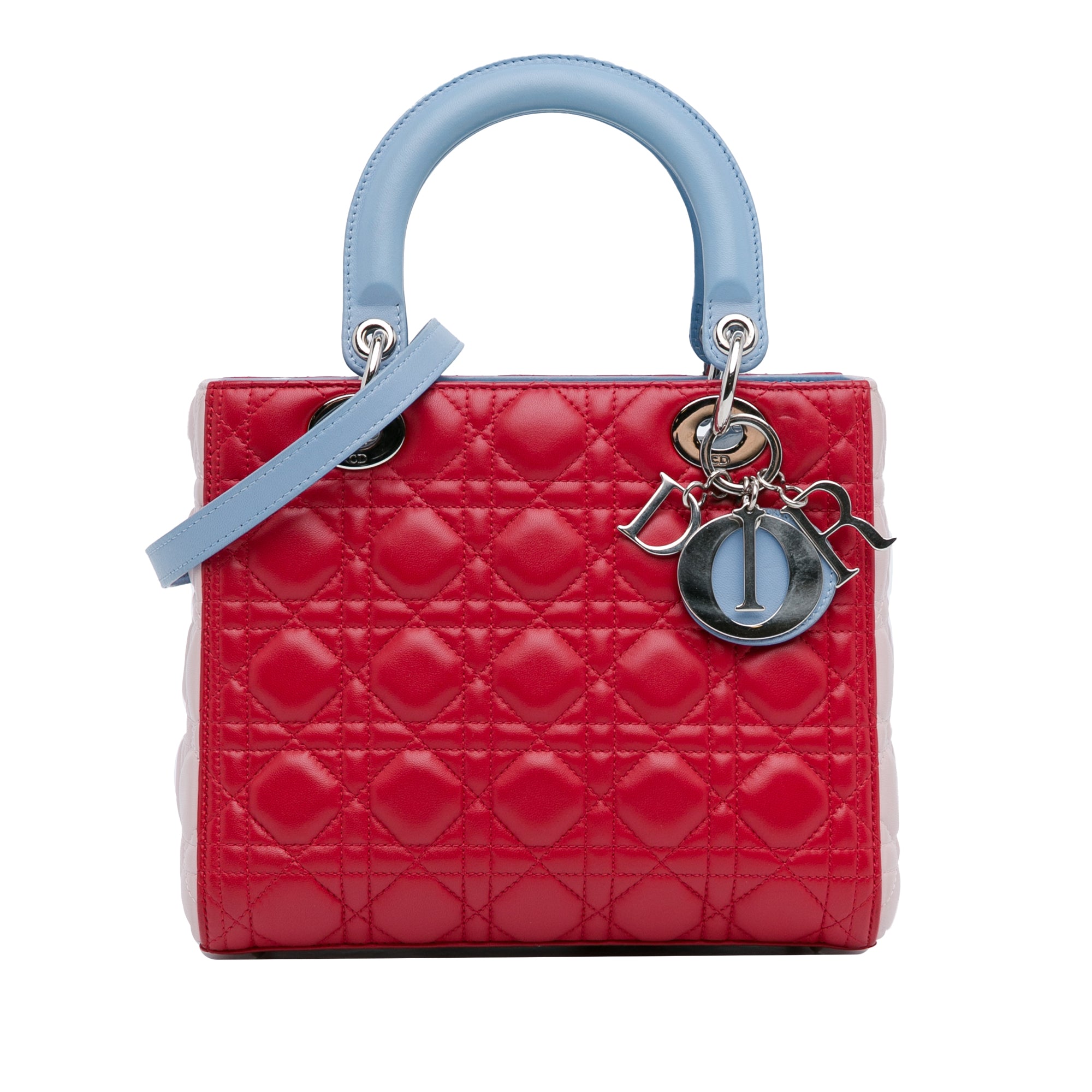 Dior | Pre-Owned Medium Tricolor Lambskin Cannage Lady - I | Purple/Red