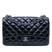 Chanel | Pre-Owned Jumbo Patent 3 Accordion Flap | Blue/Midnight Blue