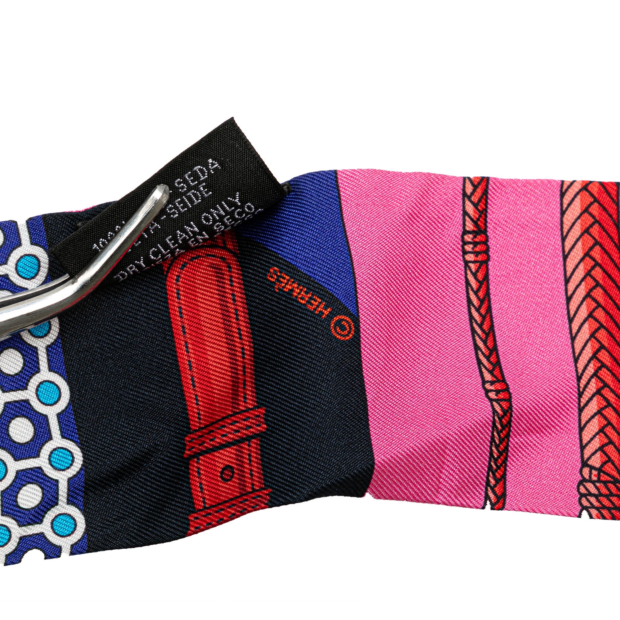 Hermes | Pre-Owned Clic Clac Modern Cannage Silk Twilly Scarf | Blue