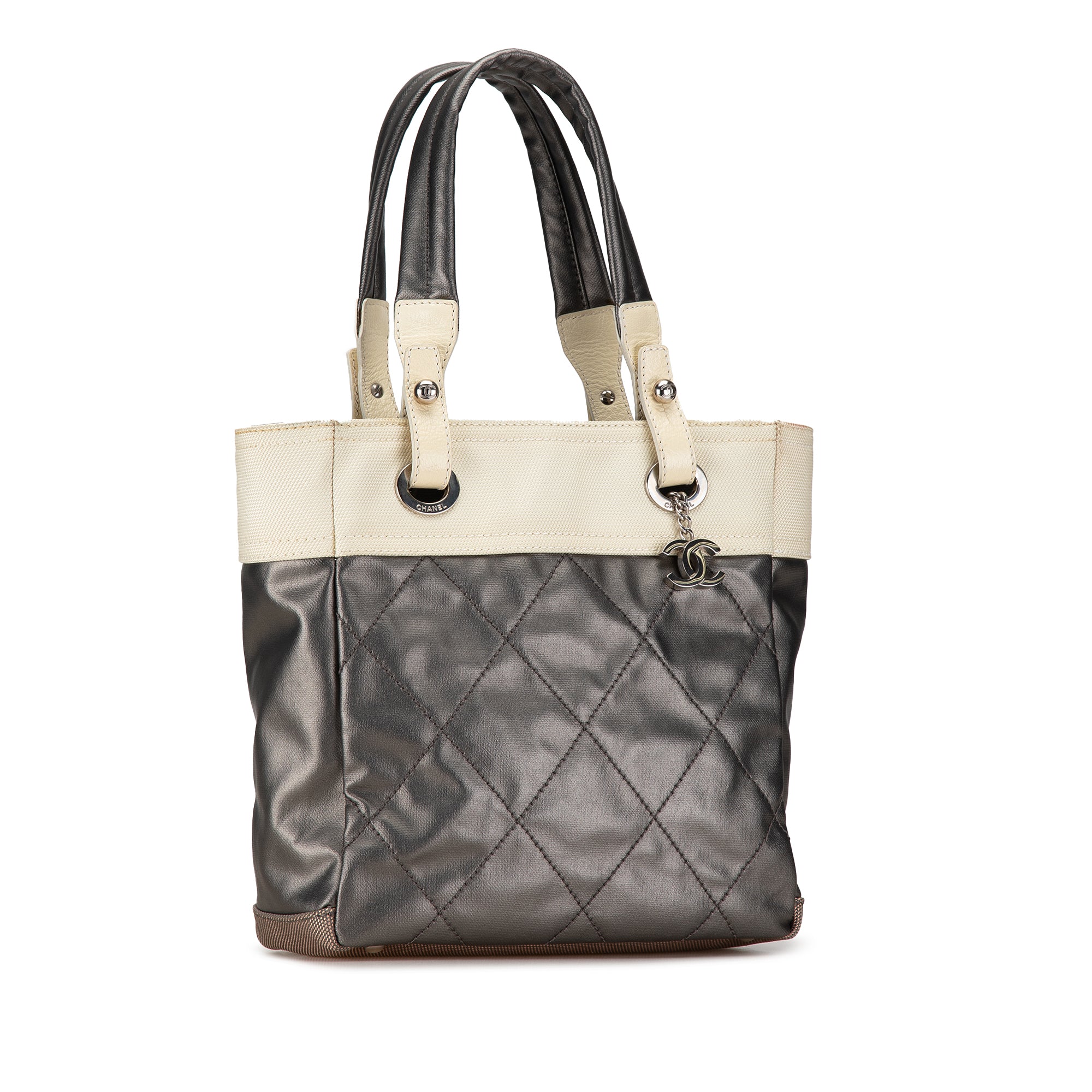 Chanel | Pre-Owned Small Bicolor Paris-Biarritz Tote | GrayWhite/Ivory