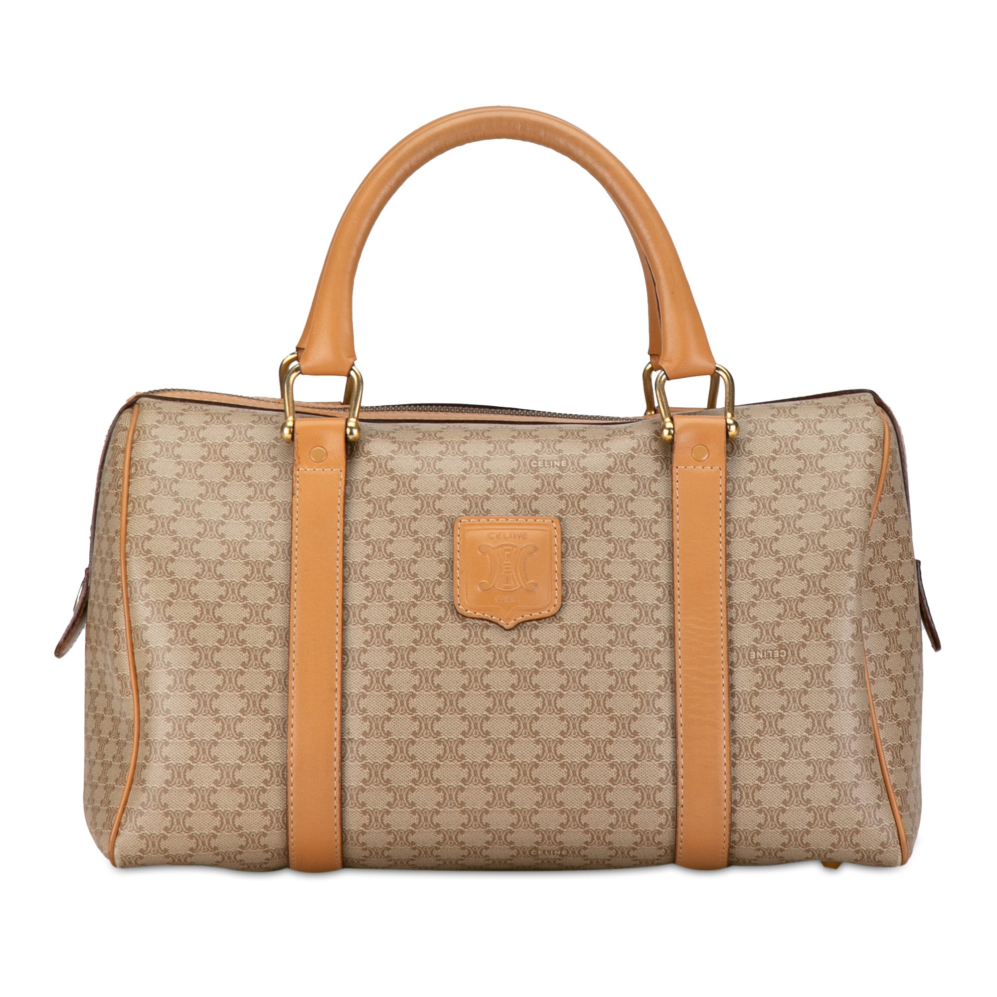 Celine | Pre-Owned Macadam Boston Bag | Brown/Beige