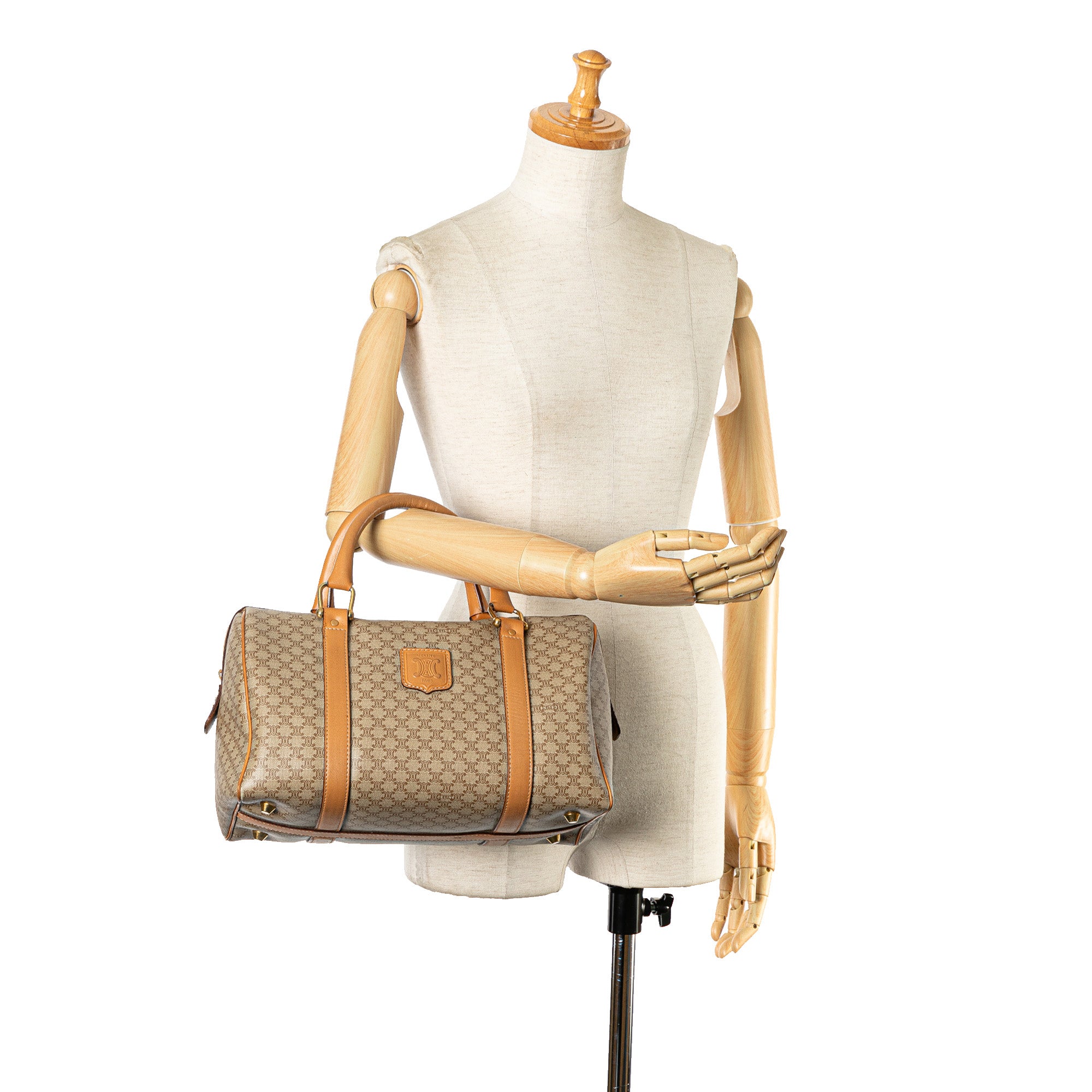 Celine | Pre-Owned Macadam Boston Bag | Brown/Beige