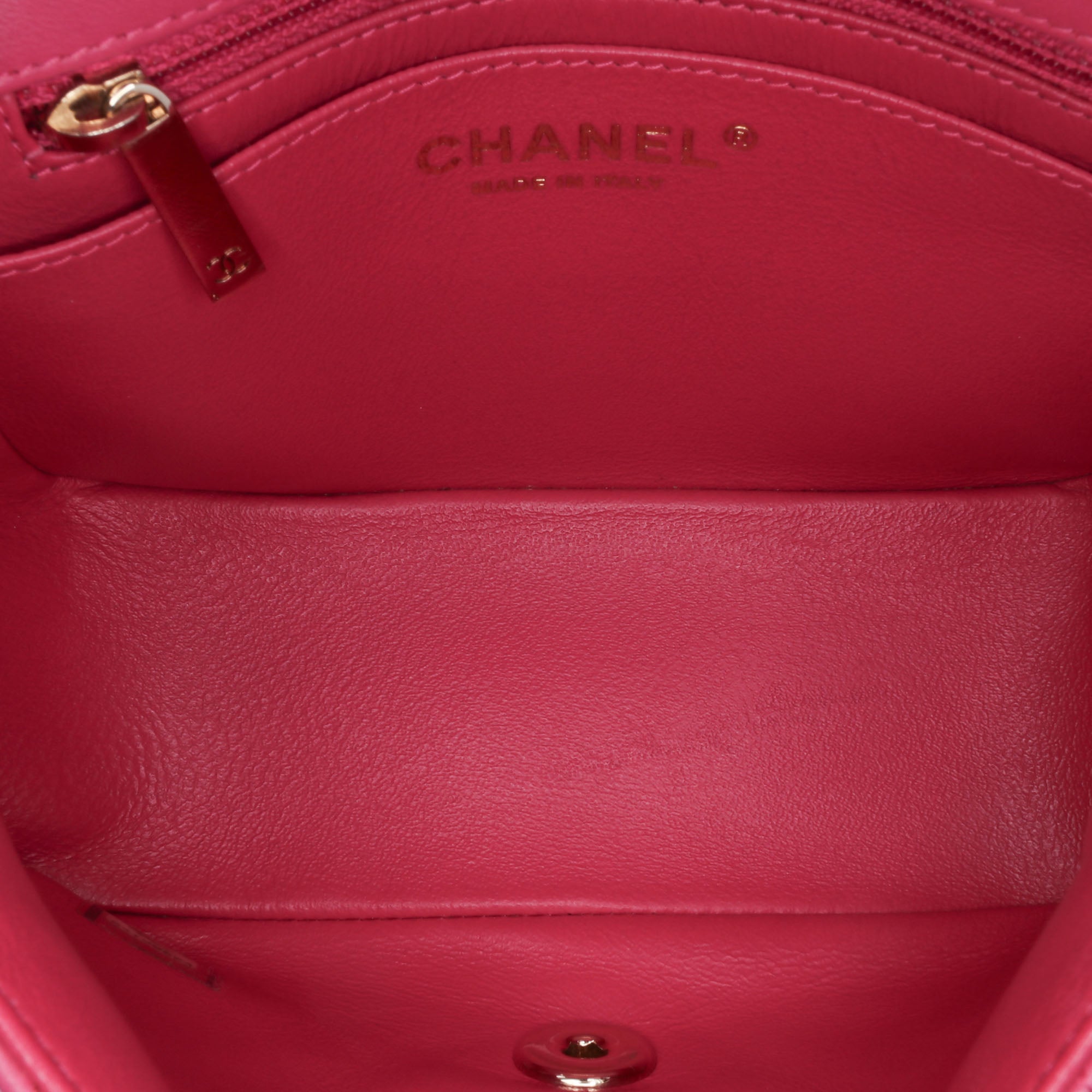 Chanel | Pre-Owned Mini Square Classic Chevron Lambskin Single Flap | Pink