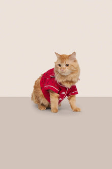 Model is wearing Gisele Printed TENCEL Modal Pet PJ  in Nutcracker Holly Red/Ivory